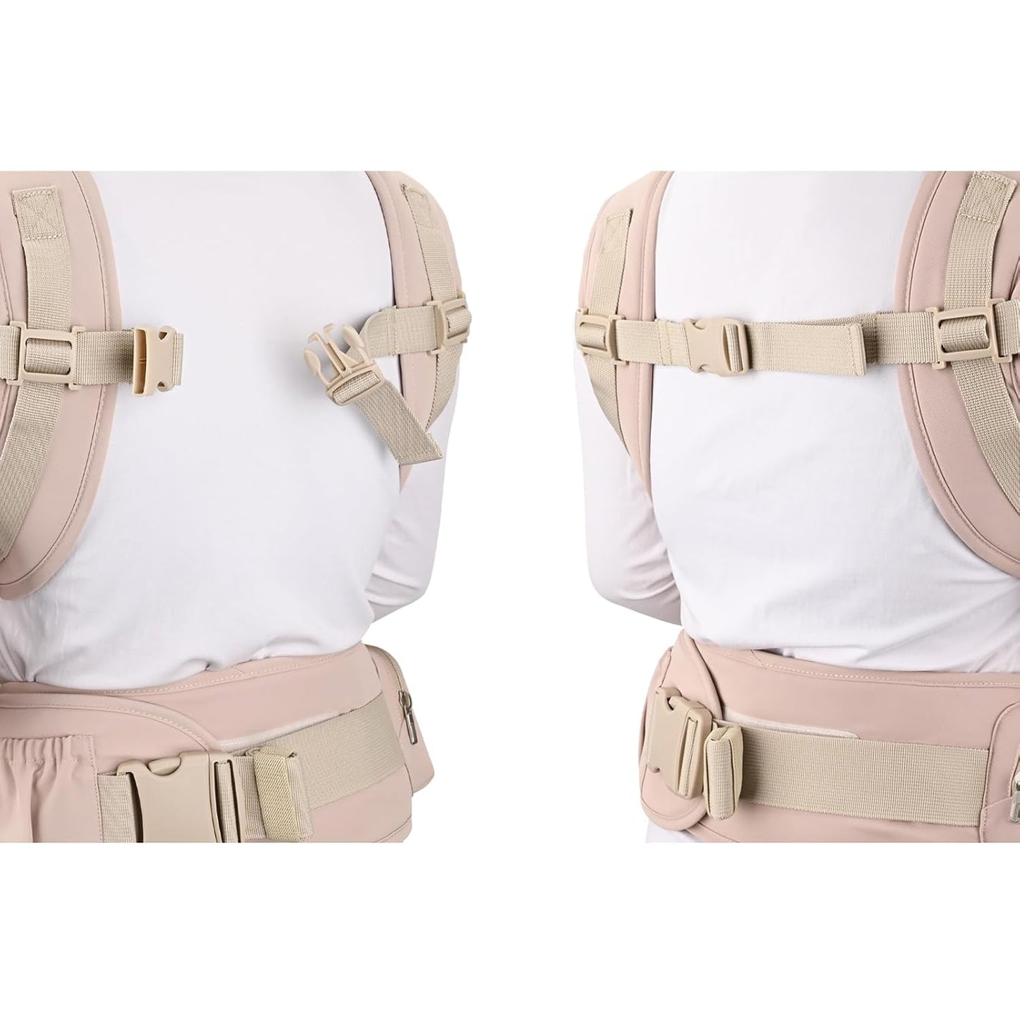 Bebamour Baby Carrier with Hip Seat,All-Position Breathable Mesh Hip Seat & Carrier 0-36Months with Head Hood, 3 PCS Teething Pads, Waist Extender,Storage Bag & Pacifier Case (Pink)