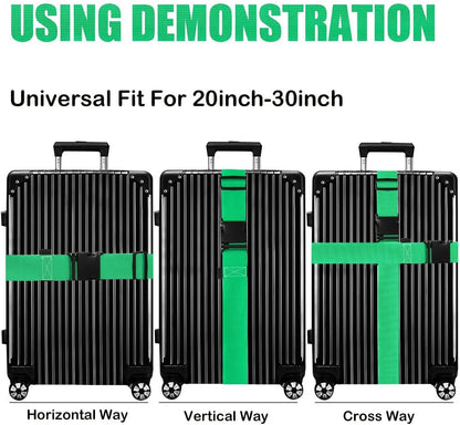 Luggage Straps for Suitcases TSA Approved-2 Pack Bright Personalized Luggage Belt Strap for Suitcase/Carry On Bag Luggage Accessories for Travel (Neon Green)