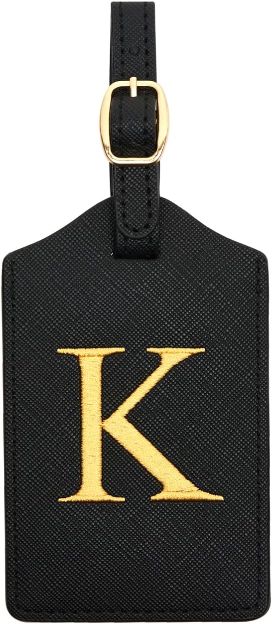 Luggage Tag PU Leather for Suitcase Baggage Handbag Travel Bag Label Suitcase Tag Label Tag w. Name Card & Privacy Cover (K)