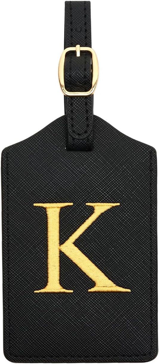 Luggage Tag PU Leather for Suitcase Baggage Handbag Travel Bag Label Suitcase Tag Label Tag w. Name Card & Privacy Cover (K)