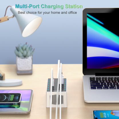 USB C Charger 12-Ports Charging Station for Multiple Devices - Wall Power Hub Strip Smart Plug Dock Block 6A 6C for iPhone Xs/XR, iPad, iPod, Laptops and Smart Phones 60W