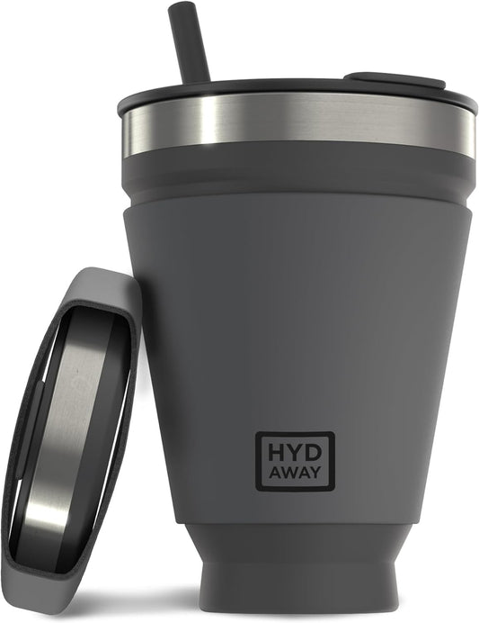 HYDAWAY 16oz Collapsible Tumbler - BPA-Free, Reusable Silicone Cup with Lid & Insulating Sleeve - Perfect for Coffee, Travel, and Everyday Use