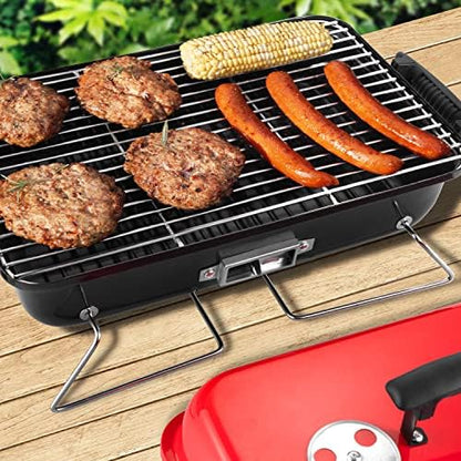 Charcoal Grill for Outdoor BBQ Smoker Tabletop Portable BBQ Grill,RED