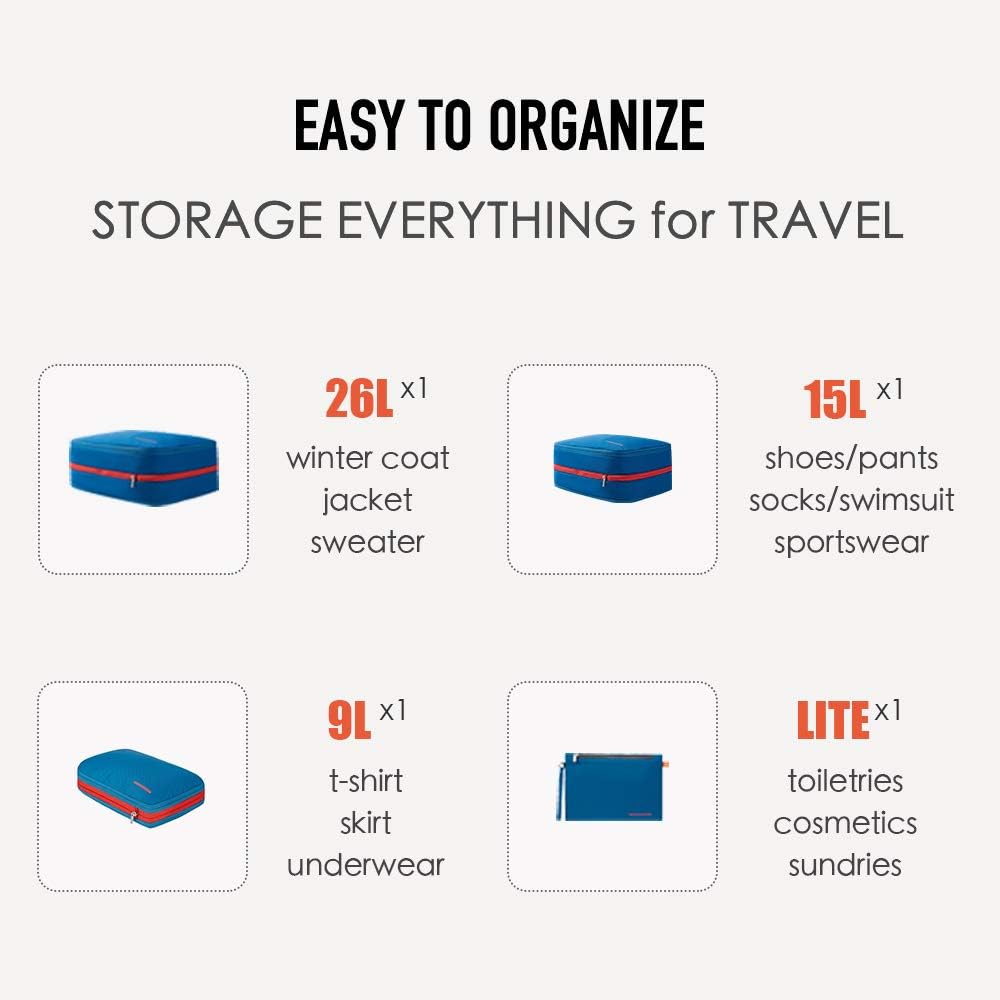 Bee Nesting Waterproof Compression Packing Cubes,Travel Packing organizers for Carry on Luggage,Backpacking, Suitcases