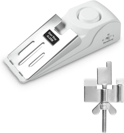 1 Pack 120dB Travel Door Stopper Alarm & Portable Door Lock, 3-Level Sensitivity Adjustable Travel Security Wedge for Hotel Home Apartment Dorm