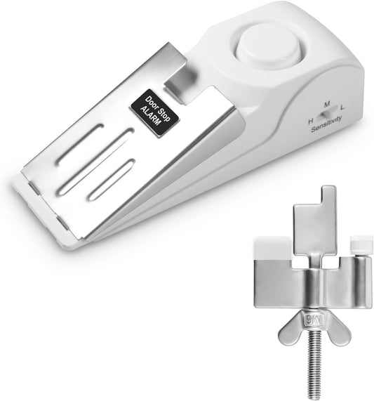 1 Pack 120dB Travel Door Stopper Alarm & Portable Door Lock, 3-Level Sensitivity Adjustable Travel Security Wedge for Hotel Home Apartment Dorm