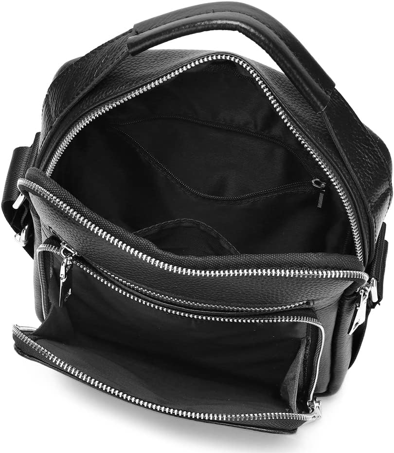 KPYWZER Genuine Leather Shoulder Bag Small Men Messenger Pack Handbag Sling Crossbody Bag Man Purse for Business