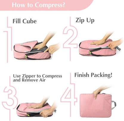 Gonex Compression Packing Cubes, 3pcs/4pcs Expandable Storage Travel Luggage Bags Organizers