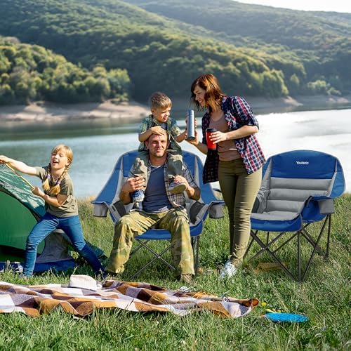 Youtanic Oversized Padded Camping Chair, Portable Folding Camping Chairs