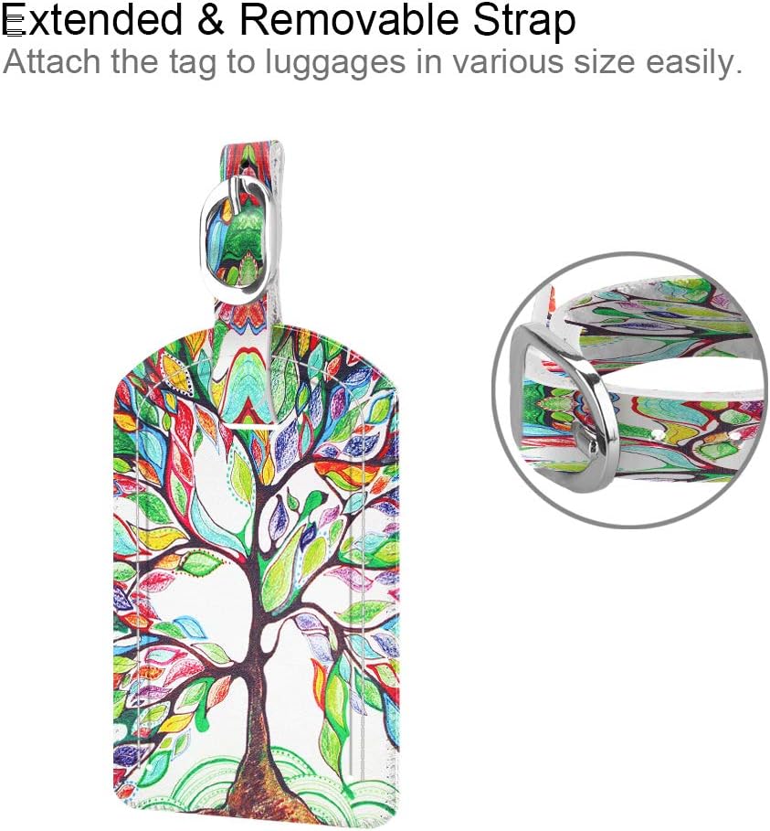 FINTIE 2 Pack Luggage Tags, Leather Name ID Labels with Privacy Cover for Travel Bag Suitcase, Theme - Love Tree