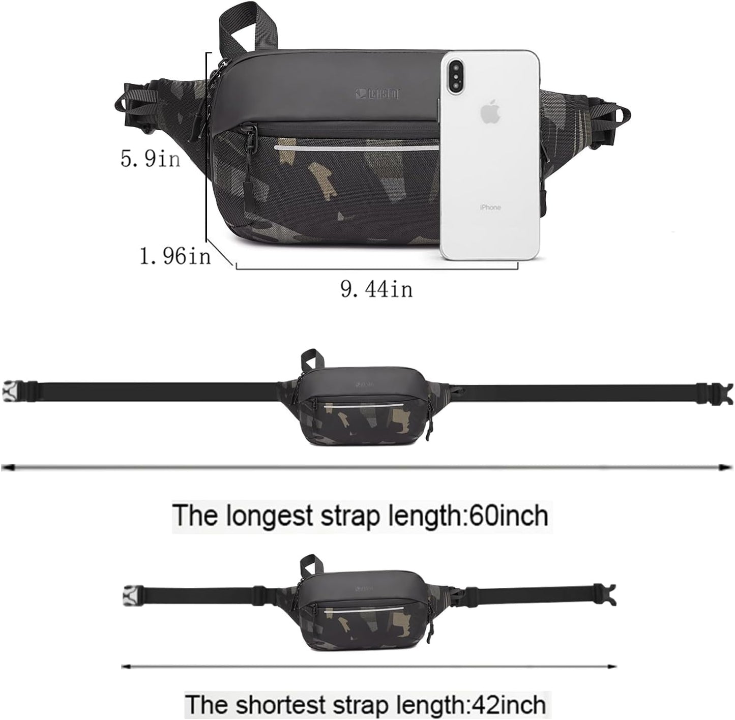 Crossbody Fanny Pack Belt Bag for Women & Men with Multi-Pockets, Waterproof Sling Bag for Travel, Running, Hiking, Cycling, Fashion Waist Bag Fits All Phones, Perfect Running Bag