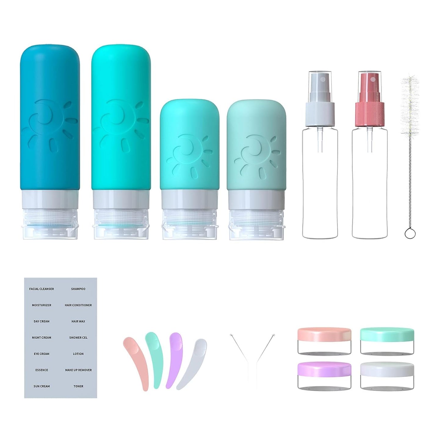 18 Pack travel Bottles for Toiletries, TSA Approved Silicone Travel Containers Leak Proof Refillable Travel Accessories for Shampoo Conditioner Lotion Body Wash(Multicolored H)