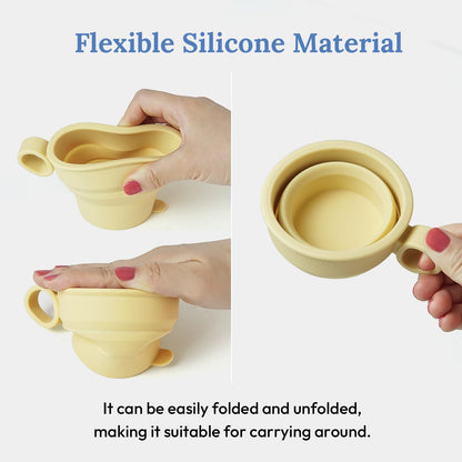 carrotez 2 pack MiniSilicone Collapsible Travel Cup for Camping, Hiking, Backpacking, and Picnics, 6 oz, Reusable, Food-grade, BPA- Free, Lightweight, Unbreakable, Portable, Small Size - Yellow Butter