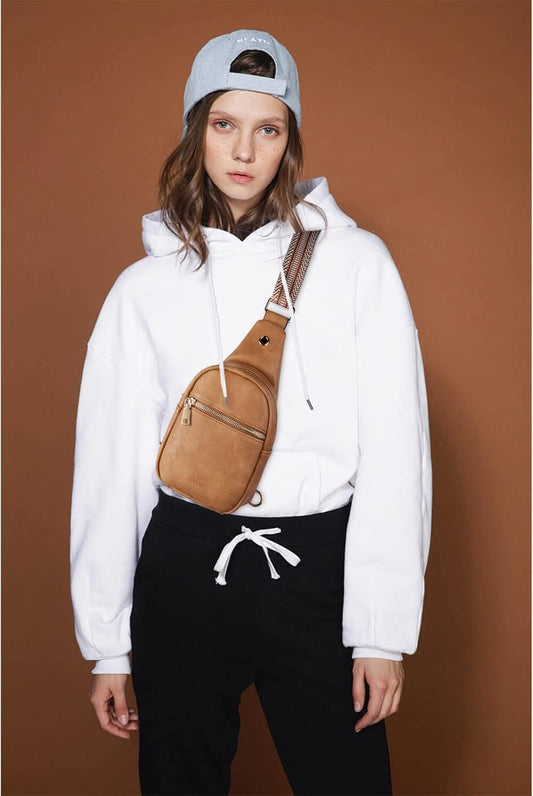 Telena Small Sling Bag for Women Leather Crossbody Fanny Packs Chest Bag for Women