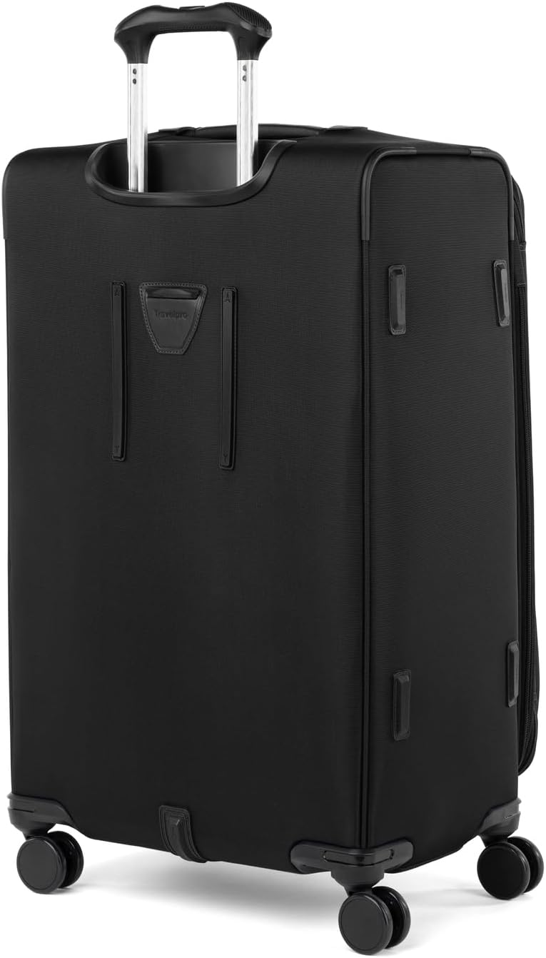 Travelpro VersaPack+ Lightweight Softside Expandable Checked Luggage, 8 Spinner Suitcase, TSA Lock, Men and Women, Checked Large 29-Inch, Black