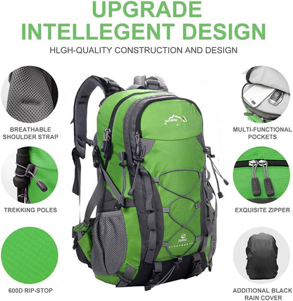 INOXTO lightweight Hiking Backpack 35L/40L Hiking Daypack with Waterproof Rain Cover for Travel Camping Outdoor Men and Women