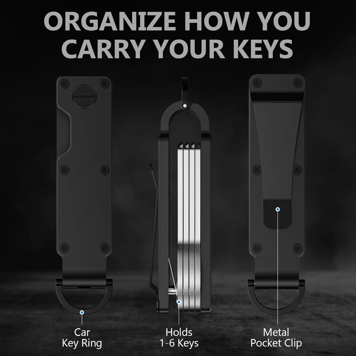 Key Organizer Minimalist Innovative Keyholder Compact Keys Organizer Smart KeyChain Secures 2-6 Keys