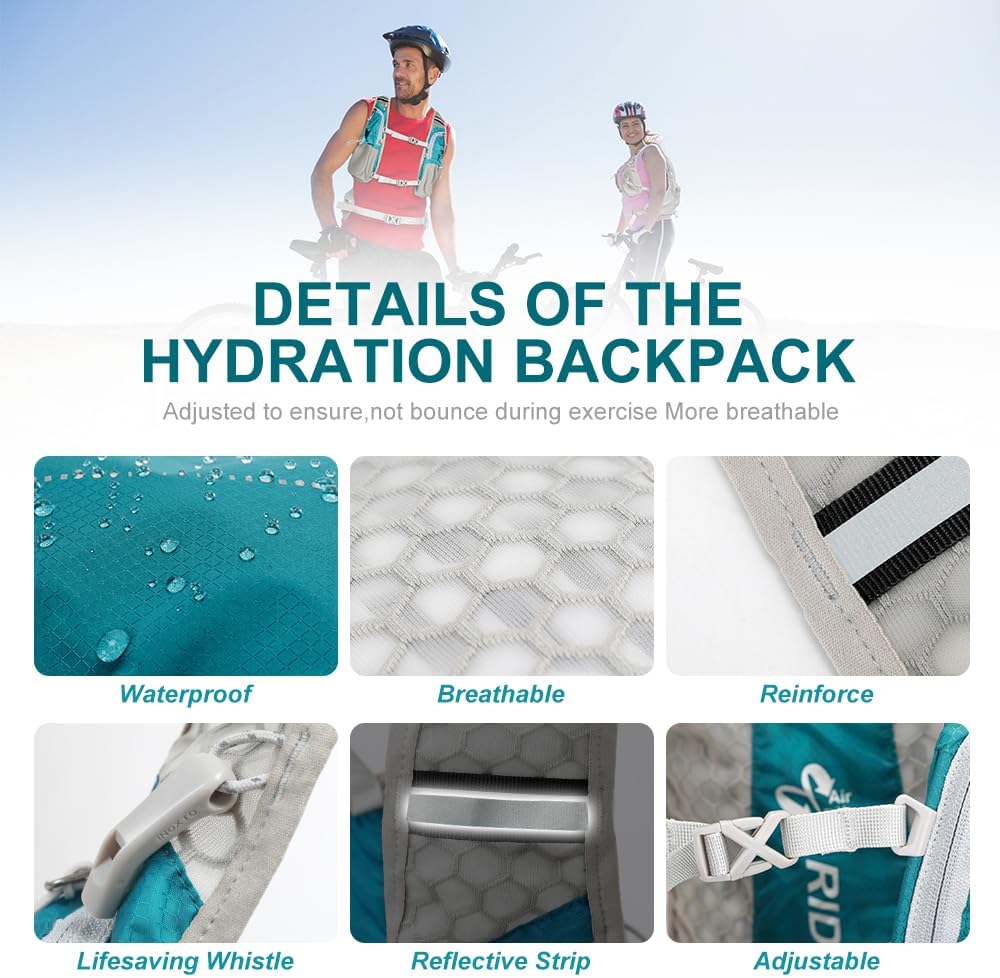 INOXTO Hydration Pack Backpack ，Water Backpack with 2L Leakproof Water Bladder, Running Hydration Vest for Man, Daypack for Cycling Motocross Climbing Trail Running
