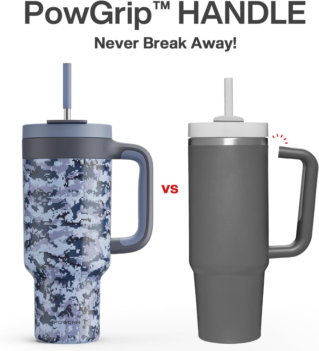 40 oz Camo Tumbler with Handle, 2-in-1 Straw and Sip Lid, Leakproof, Dishwasher Safe, Insulated Stainless Steel Travel Coffee Mug, Keeps Cold for 34 Hours, Fits in Car Cup Holder (Navy Digital)