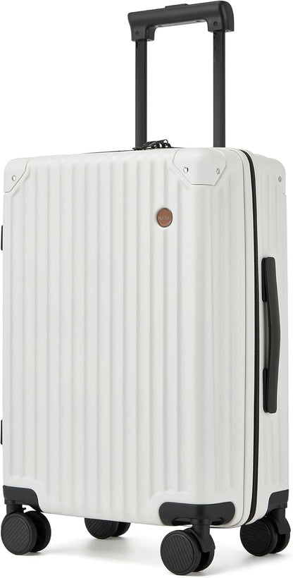 20 Inch Carry on Luggage,Airline Approved 22x14x9 Hard Shell Carry on Suitcase with 360° Spinner Wheels,TSA Lock and Lightweight Hardside Carry-on Luggage for Travel (White, 20 Inch)