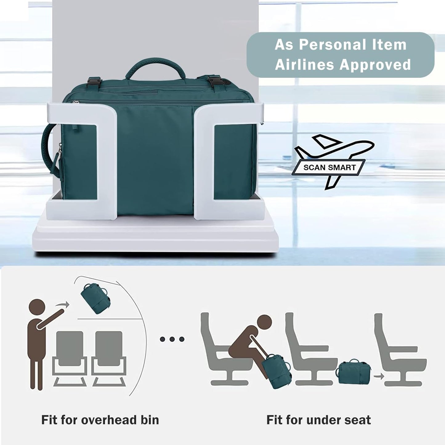 Hanples Women's Large 17.3 Inch Laptop Backpack, Peacock Blue, Waterproof, Suitable for Air Travel