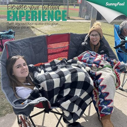SUNNYFEEL Folding Double Camping Chair Oversized Loveseat for Adults