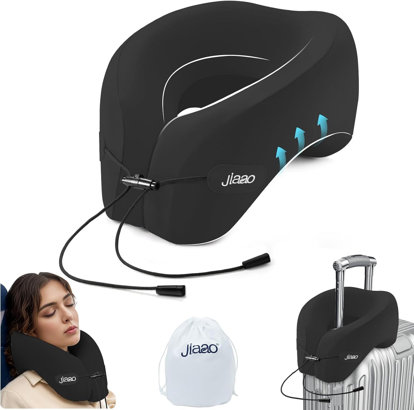 Travel Pillow, Neck Pillow Airplane, Plane Pillow Memory Foam Travel Neck Pillow with 360° Head and Neck Support, Portable Travel Essential Suitable for Airplane, Car, Train, or Bus Trip