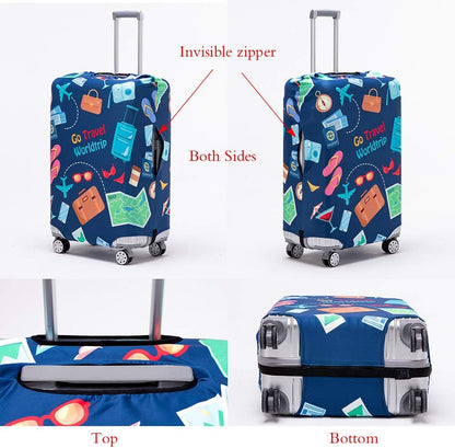 Travelkin Luggage Cover Washable Suitcase Protector Anti-scratch Suitcase cover Fits 18-32 Inch Luggage (Go travel-Trip, L)