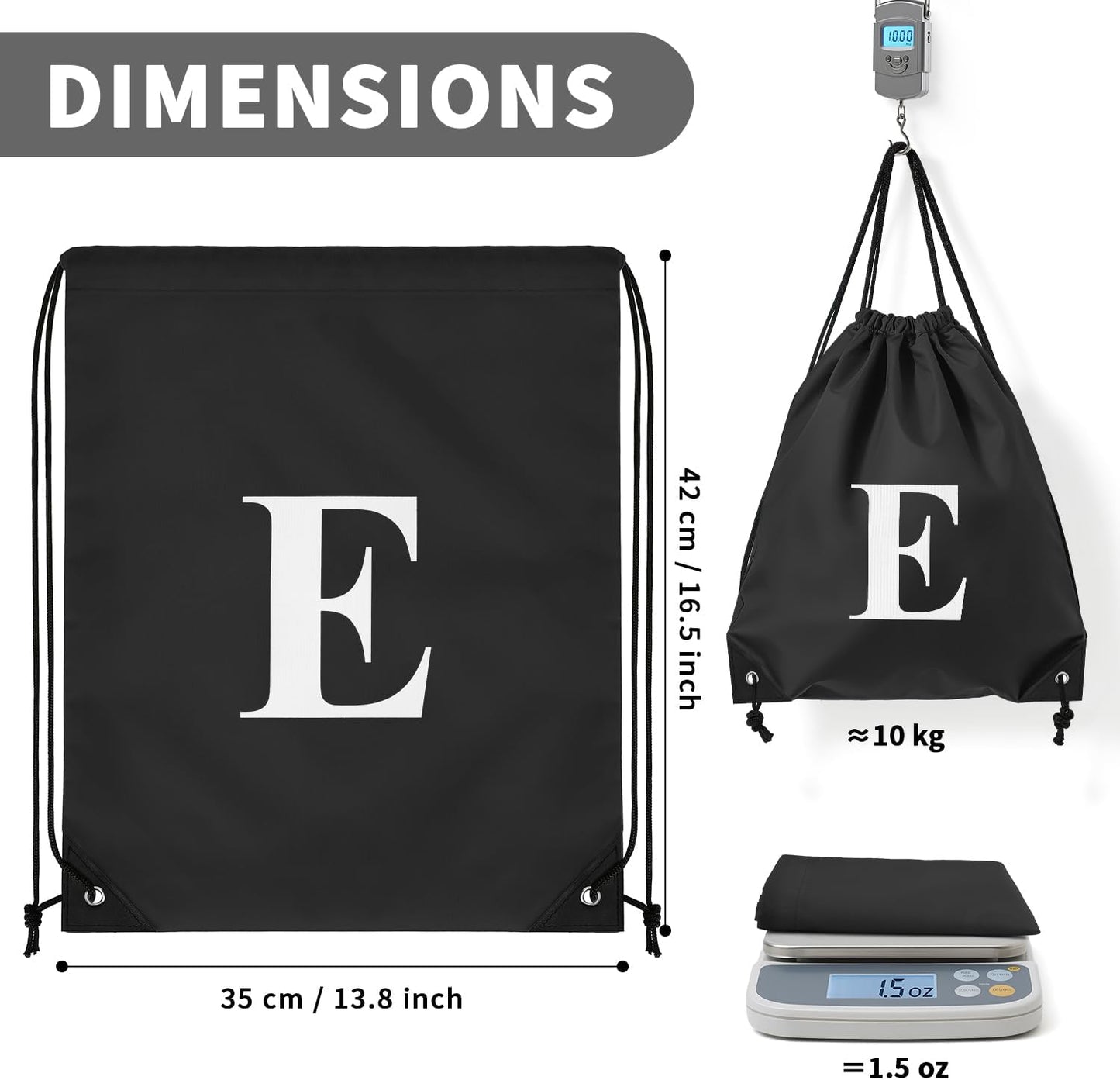 ZOMFELT 6Pcs Drawstring Backpack Drawstring Gym Bags, Foldable Draw String Backpack with Multiple Colors and Letters, Lightweight Polyester Cinch Bag for Gift, Beach, Sports, Travel, Swim (Letter E)