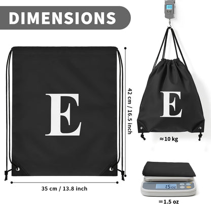 ZOMFELT 6Pcs Drawstring Backpack Drawstring Gym Bags, Foldable Draw String Backpack with Multiple Colors and Letters, Lightweight Polyester Cinch Bag for Gift, Beach, Sports, Travel, Swim (Letter E)