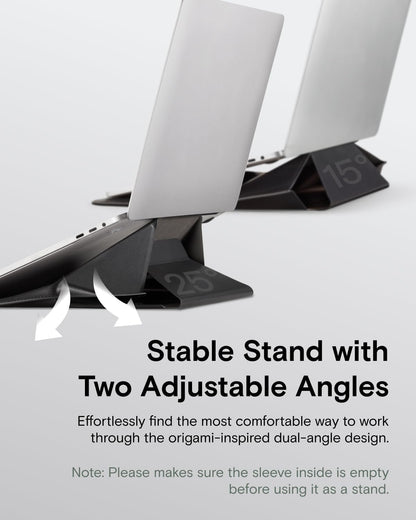 MOFT Laptop Carry Sleeve, 2-in-1 Laptop Bag & Stand for 14" MacBook Air/Pro & Dell/HP/Lenovo/Asus, Stylish Slim Computer Sleeve Bag with Expandable Storage for Computer Accessories, Night Black