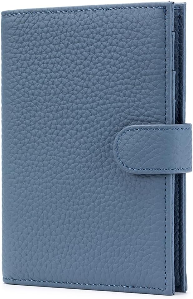 Slim RFID Leather Passport Holder for Travel Women & Men – Compact Travel Passport Wallet with Passport Slot & Card Slots, Zippered Coin Pocket & Travel Passport Cover Case – Denim Blue
