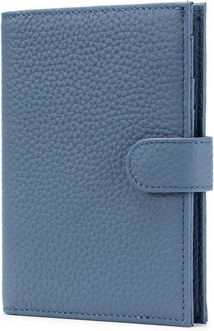 Slim RFID Leather Passport Holder for Travel Women & Men – Compact Travel Passport Wallet with Passport Slot & Card Slots, Zippered Coin Pocket & Travel Passport Cover Case – Denim Blue