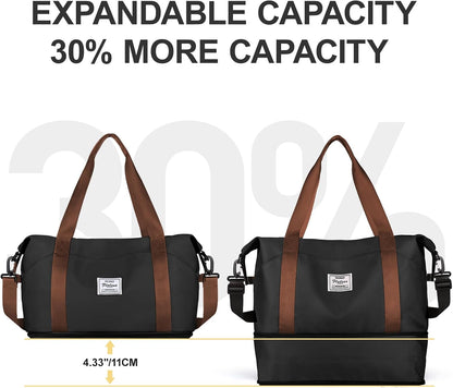 Travel Duffel Bag, Sports Tote Gym Bag, Shoulder Weekender Overnight Bag for Women