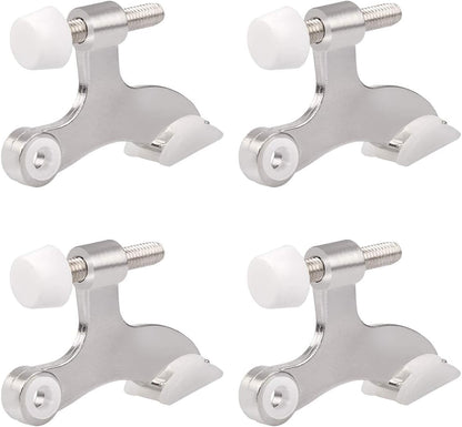 HOMOTEK 4 Pack Hinge Pin Satin Nickel Door Stopper,Adjustable Deluxe Heavy Duty Door Stopper 2-1/2"x1-3/4",with White Rubber Bumper Tips