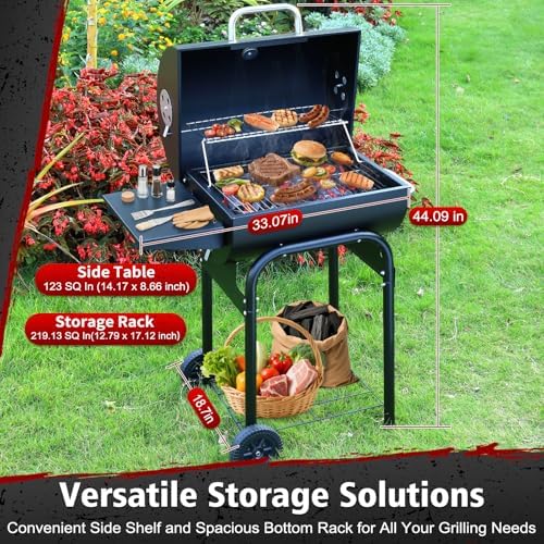 Barrel Barbecue Charcoal Grill: Premium Spacious Outdoor BBQ Grill