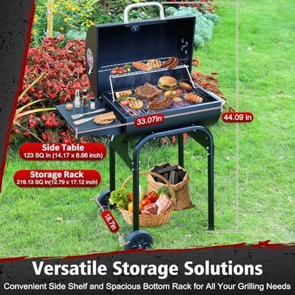 Barrel Barbecue Charcoal Grill: Premium Spacious Outdoor BBQ Grill