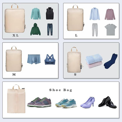 BAGAIL 6 Set Ultralight Compression Packing Cubes Packing Organizer for Travel Accessories Luggage Suitcase Backpack