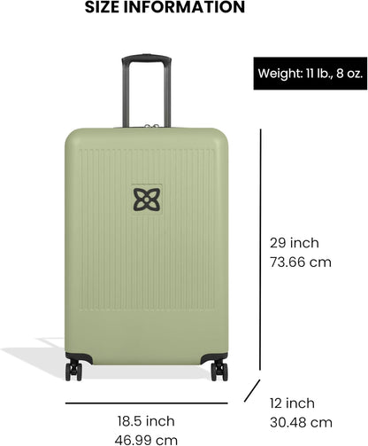 Sherpani Meridian, 29 Inch Travel Hardside Luggage, Durable Hardshell Luggage, Expandable Suitcase with 4 Double Spinner Wheels, Checked Luggage for Women (Sage)