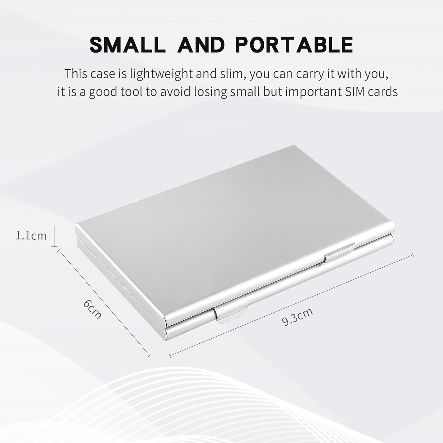 Aluminum SIM Card Case, 16Slots Ultrathin SIM Card Holder, Fit for 8 SIM Card, 8 Micro sim Card, Silver