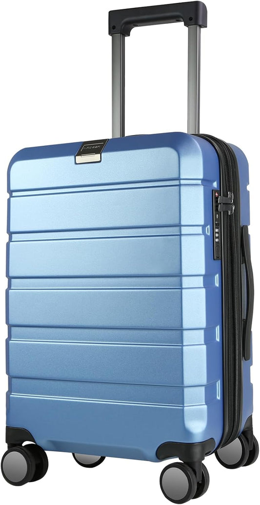 KROSER Hardside Expandable Carry On Luggage with Spinner Wheels & Built-in TSA Lock, Durable Suitcase Rolling Luggage with USB Port, Carry-On 20-Inch, Light Blue