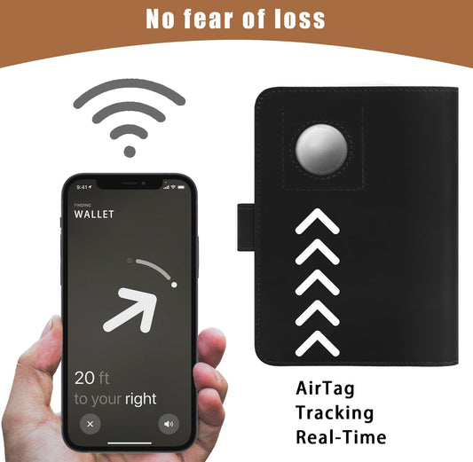 Jack&Chris Genuine Leather Handmade Passport Holder For Travel, RFID Blocking Passport Holder with Card Slots, Travel Essentials wallet with Pen Holder for Women and Men for Gifting, Black