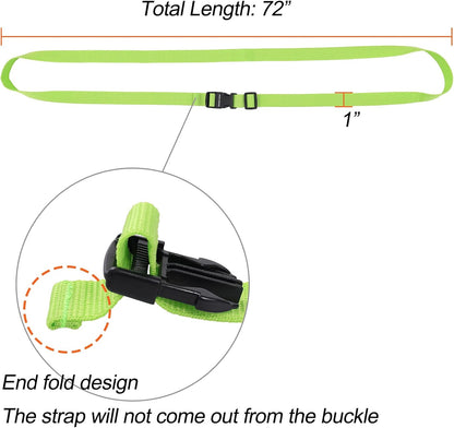 Buckle Straps with Clips, Adjustable Nylon Strap with Buckle, Packing Strap, Green 4 Pack (6’x1)