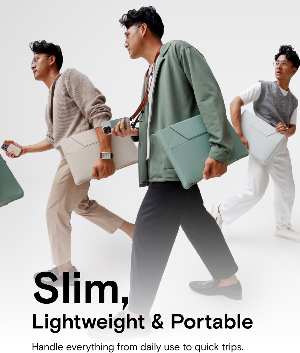 MOFT Laptop Carry Sleeve, 2-in-1 Laptop Bag & Stand for 16" MacBook Air/Pro & Dell/HP/Lenovo/Asus, Stylish Slim Computer Sleeve Bag with Expandable Storage for Computer Accessories, Seafoam