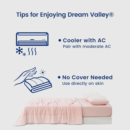 Dream Valley® Outlast® Cooling Comforter, Full/Queen, Blanket for Hot Sleepers, All Season Bedding to Keep Cool for Night Sweats, Breathable Lightweight Blanket, 90"x90" Inches,Pink Blush