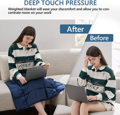 L'AGRATY Weighted Lap Pad 5lb: Small Weighted Blanket for Adults - Portable Travel - Cooling Blanket for Relaxation Sleeping - Washable All-Season (29" x 24")