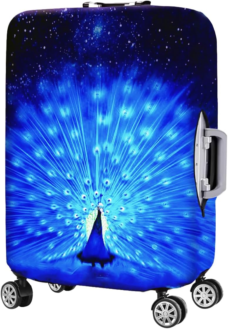 7-Mi Suitcase Cover 3D Print Design Travel Luggage Protector Trolley Case Cover 22"-24" Sleeve, BluePeacock
