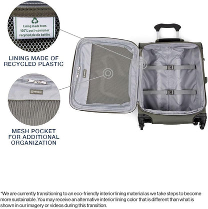 Travelpro Maxlite 5 Softside Expandable Carry-On Luggage with Spinner Wheels, Lightweight, 19-Inch — Slate Green