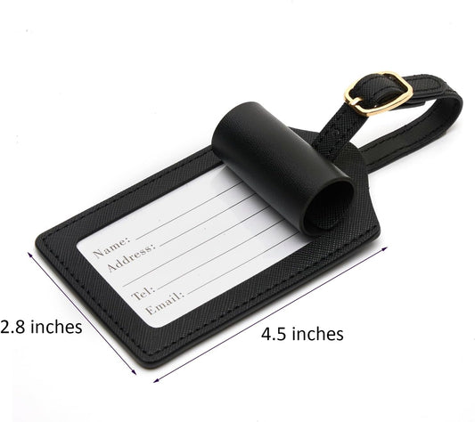 Luggage Tag PU Leather for Suitcase Baggage Handbag Travel Bag Label Suitcase Tag Label Tag w. Name Card & Privacy Cover (C)
