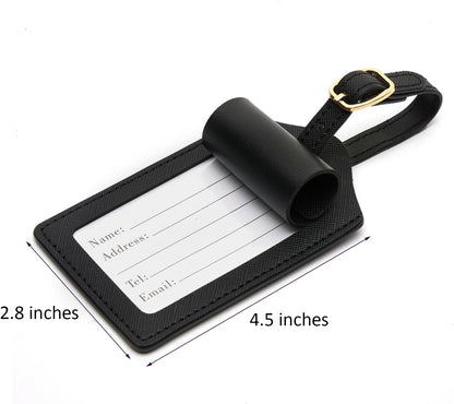 Luggage Tag PU Leather for Suitcase Baggage Handbag Travel Bag Label Suitcase Tag Label Tag w. Name Card & Privacy Cover (S)